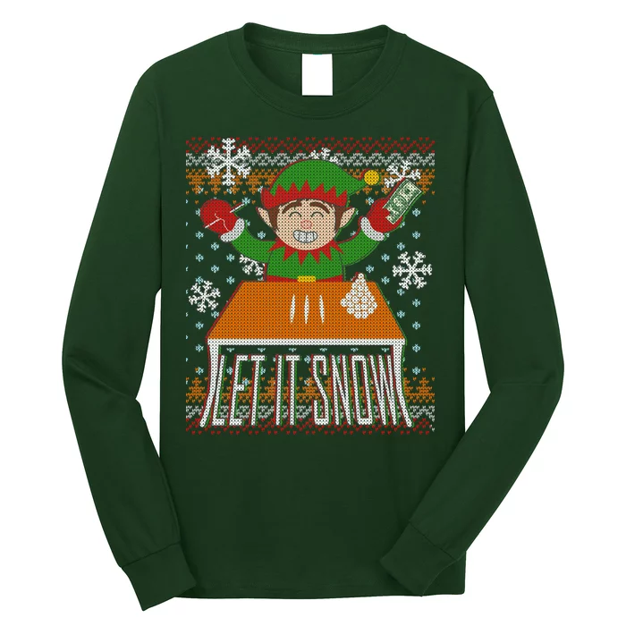 Funny X-Mas Let It Snow Elf Ugly Christmas Sweater Long Sleeve Shirt