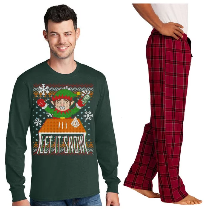 Funny X-Mas Let It Snow Elf Ugly Christmas Sweater Long Sleeve Pajama Set