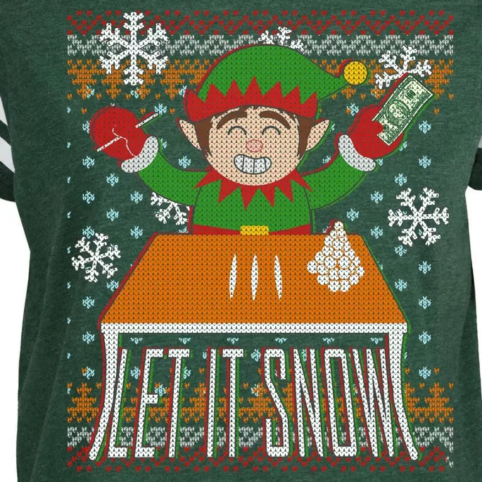 Funny X-Mas Let It Snow Elf Ugly Christmas Sweater Enza Ladies Jersey Football T-Shirt