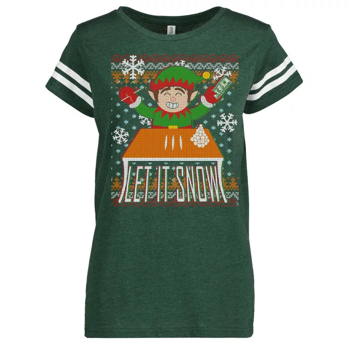 Funny X-Mas Let It Snow Elf Ugly Christmas Sweater Enza Ladies Jersey Football T-Shirt