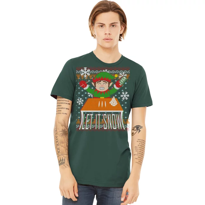 Funny X-Mas Let It Snow Elf Ugly Christmas Sweater Premium T-Shirt