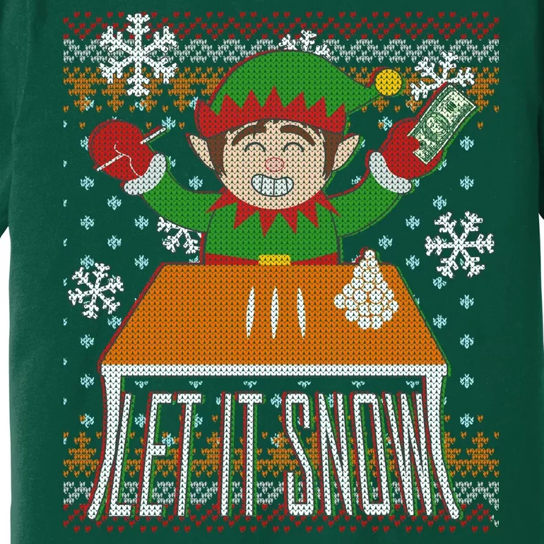 Funny X-Mas Let It Snow Elf Ugly Christmas Sweater Premium T-Shirt