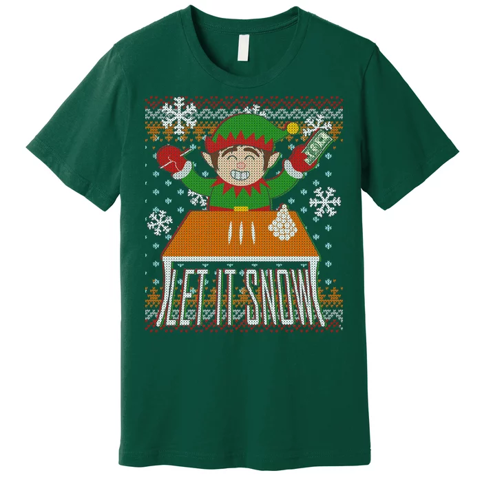 Funny X-Mas Let It Snow Elf Ugly Christmas Sweater Premium T-Shirt