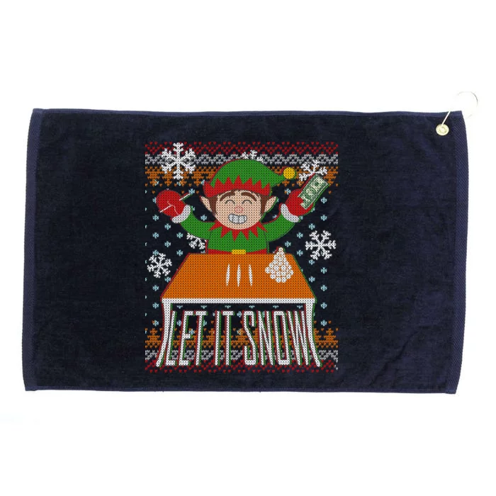 Funny X-Mas Let It Snow Elf Ugly Christmas Sweater Grommeted Golf Towel