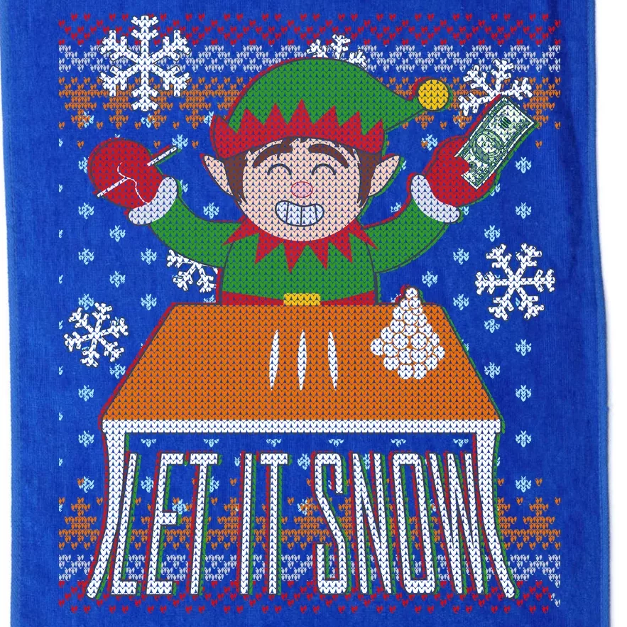 Funny X-Mas Let It Snow Elf Ugly Christmas Sweater Platinum Collection Golf Towel