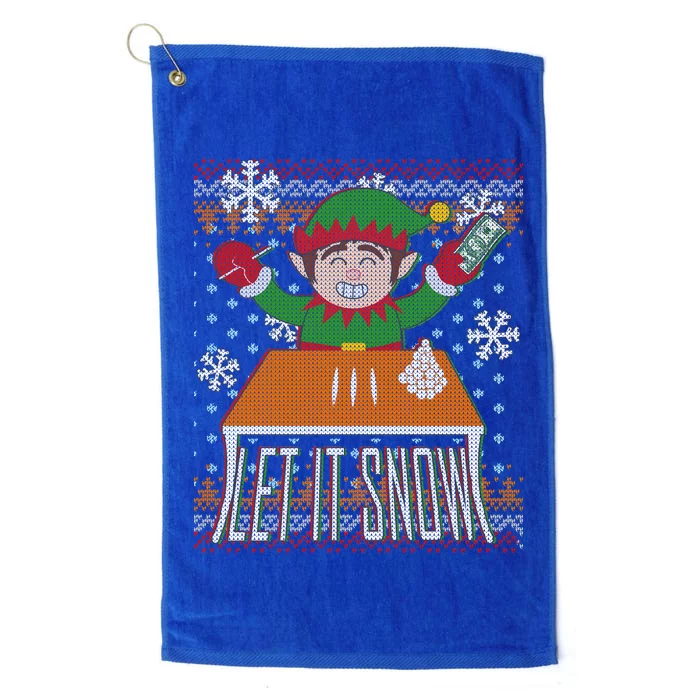 Funny X-Mas Let It Snow Elf Ugly Christmas Sweater Platinum Collection Golf Towel