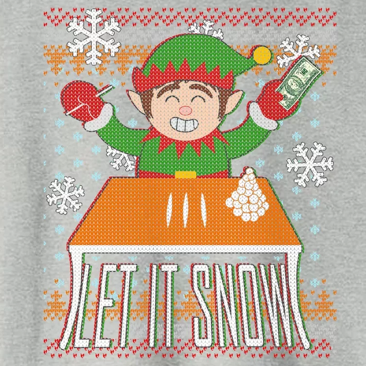 Funny X-Mas Let It Snow Elf Ugly Christmas Sweater Women's Crop Top Tee