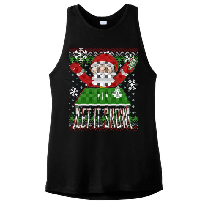 Funny X-Mas Let It Snow Santa Ugly Christmas Sweater Ladies Tri-Blend Wicking Tank