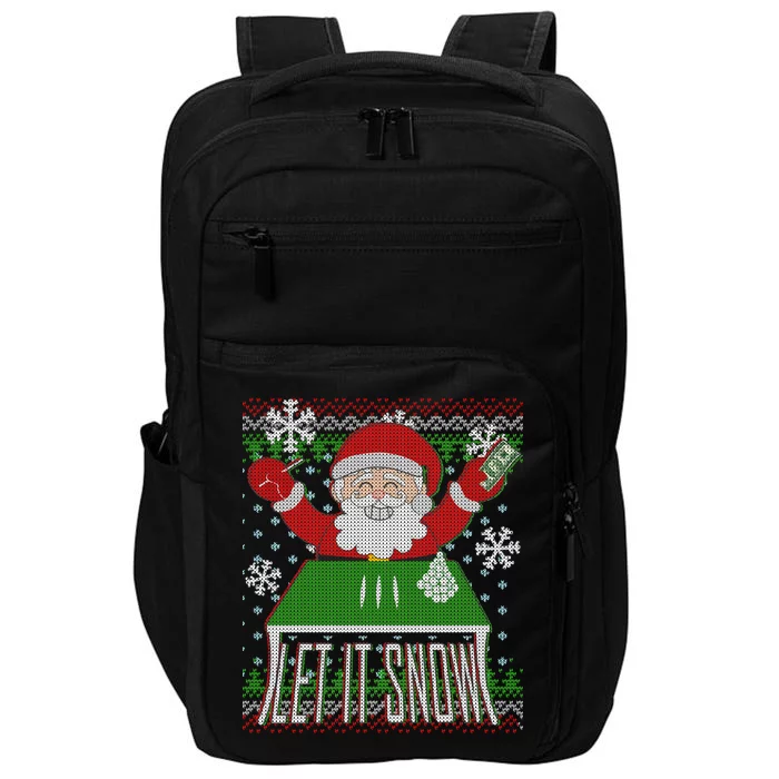 Funny X-Mas Let It Snow Santa Ugly Christmas Sweater Impact Tech Backpack