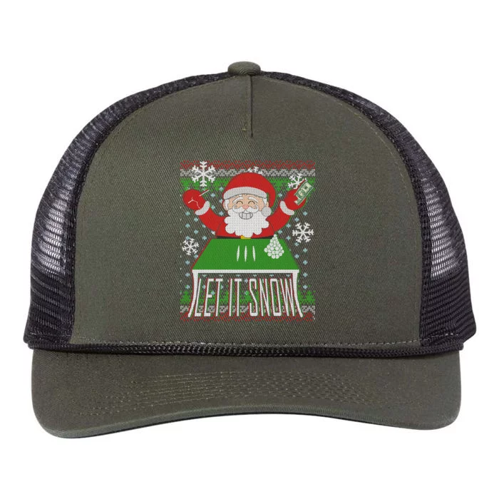 Funny X-Mas Let It Snow Santa Ugly Christmas Sweater Retro Rope Trucker Hat Cap