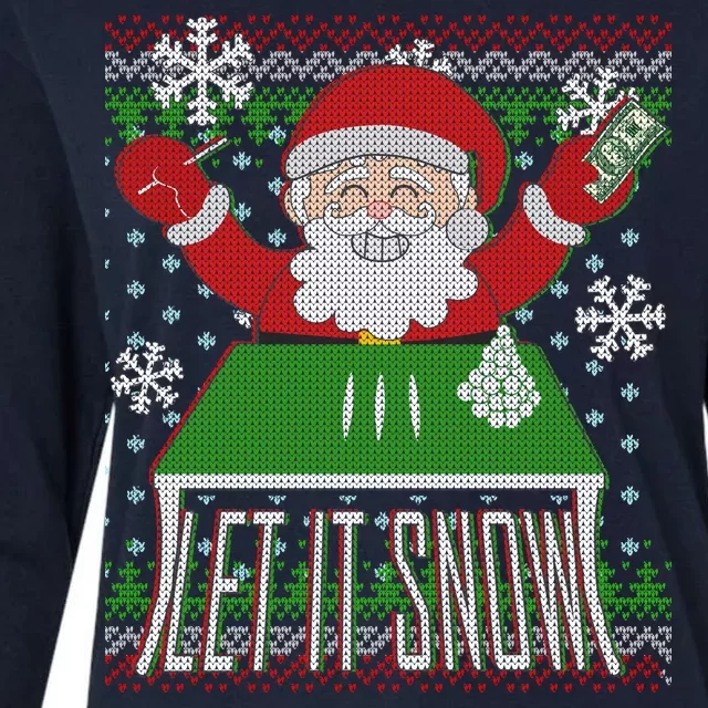 Funny X-Mas Let It Snow Santa Ugly Christmas Sweater Womens Cotton Relaxed Long Sleeve T-Shirt