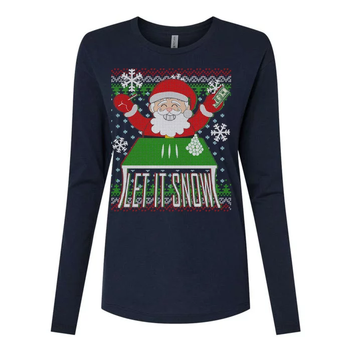 Funny X-Mas Let It Snow Santa Ugly Christmas Sweater Womens Cotton Relaxed Long Sleeve T-Shirt