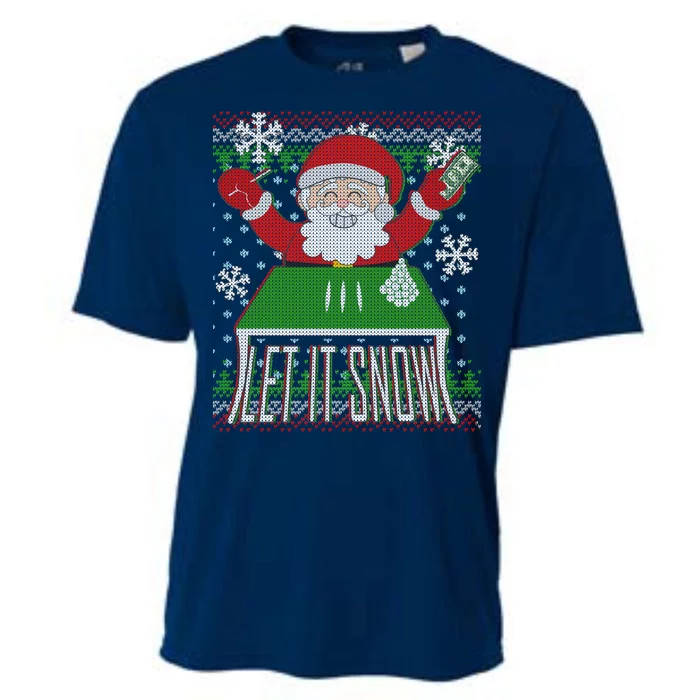 Funny X-Mas Let It Snow Santa Ugly Christmas Sweater Cooling Performance Crew T-Shirt