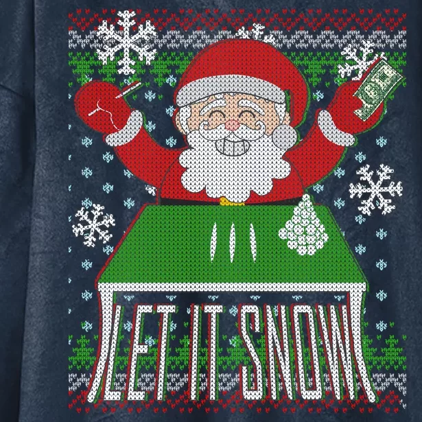 Funny X-Mas Let It Snow Santa Ugly Christmas Sweater Hooded Wearable Blanket