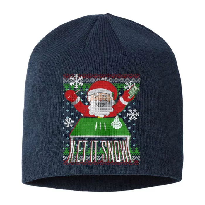 Funny X-Mas Let It Snow Santa Ugly Christmas Sweater 8 1/2in Sustainable Knit Beanie