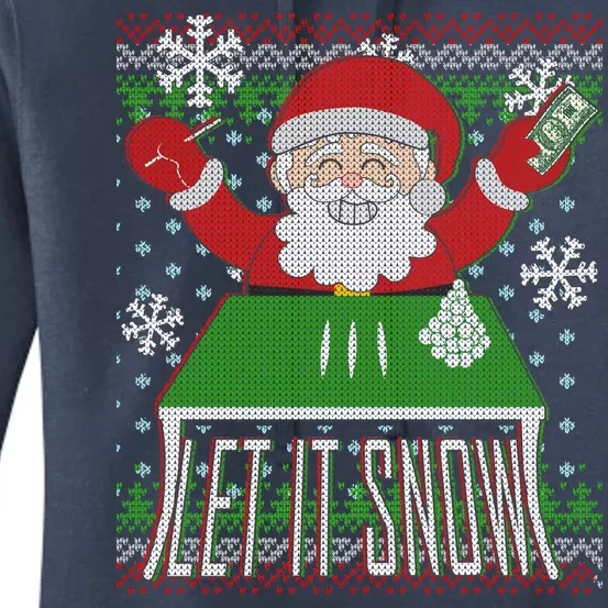 Funny X-Mas Let It Snow Santa Ugly Christmas Sweater Women's Pullover Hoodie