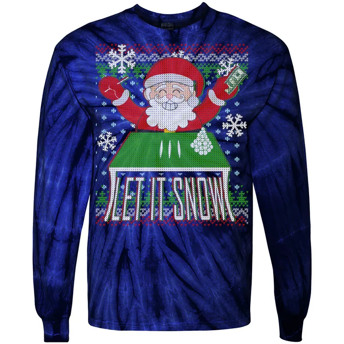 Funny X-Mas Let It Snow Santa Ugly Christmas Sweater Tie-Dye Long Sleeve Shirt