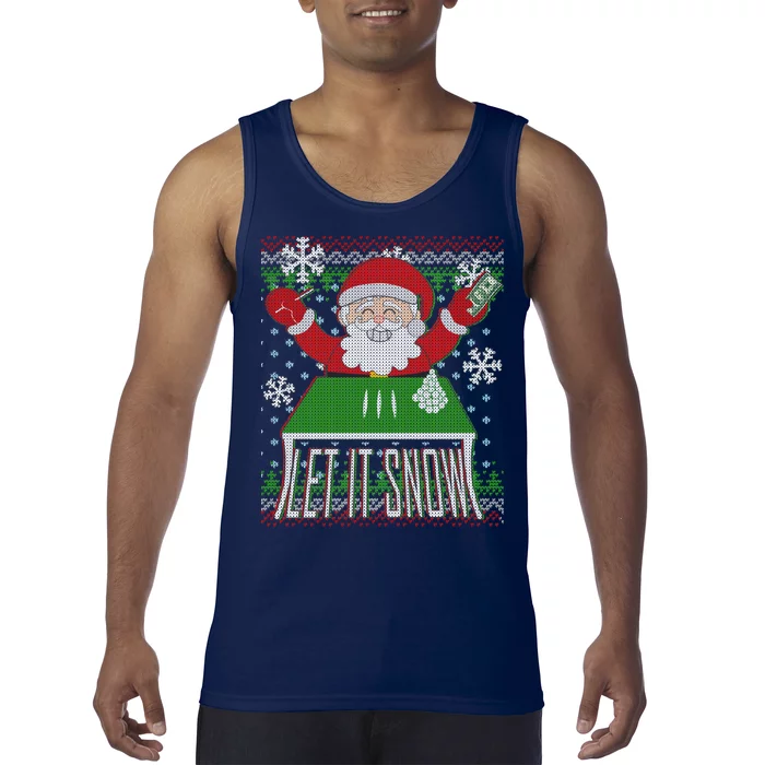 Funny X-Mas Let It Snow Santa Ugly Christmas Sweater Tank Top