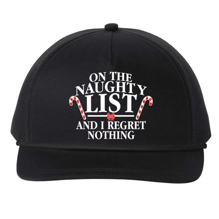 Funny X-Mas On the Naughty List I Regret Nothing Snapback Five-Panel Rope Hat