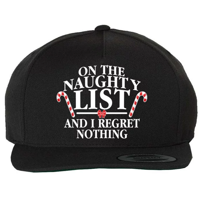 Funny X-Mas On the Naughty List I Regret Nothing Wool Snapback Cap