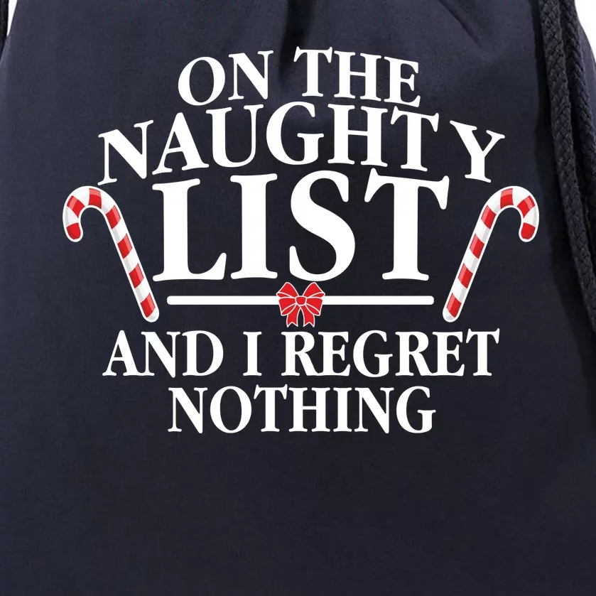 Funny X-Mas On the Naughty List I Regret Nothing Drawstring Bag