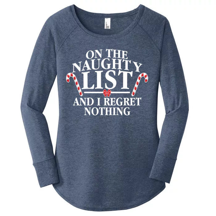 Funny X-Mas On the Naughty List I Regret Nothing Women's Perfect Tri Tunic Long Sleeve Shirt