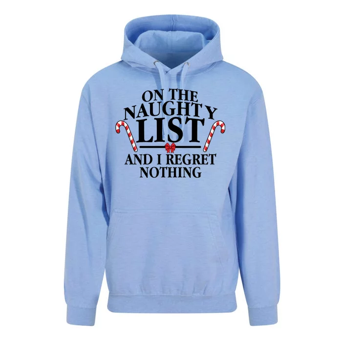 Funny X-Mas On the Naughty List I Regret Nothing Unisex Surf Hoodie