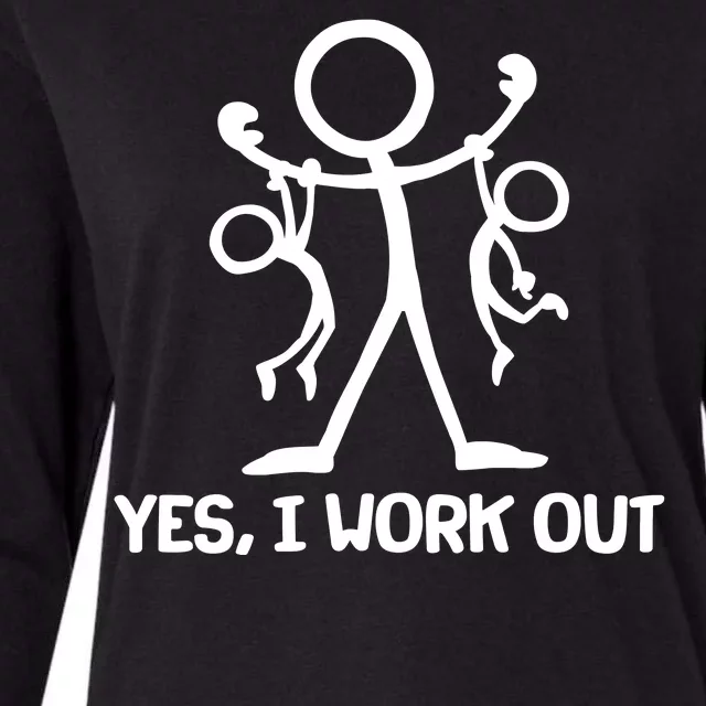 Funny Yes I Work Out Parents and Kids Womens Cotton Relaxed Long Sleeve T-Shirt