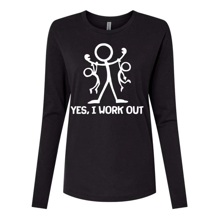 Funny Yes I Work Out Parents and Kids Womens Cotton Relaxed Long Sleeve T-Shirt