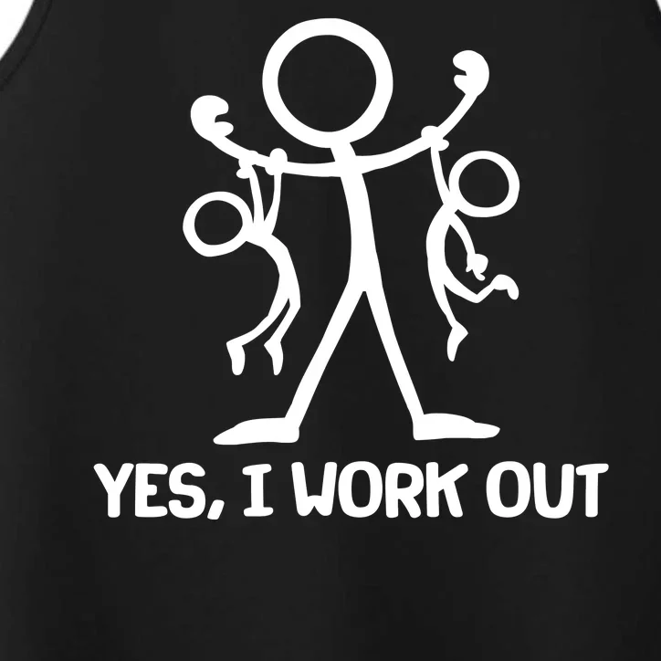 Funny Yes I Work Out Parents and Kids Performance Tank