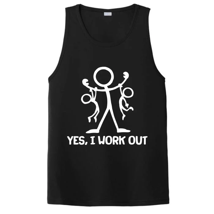 Funny Yes I Work Out Parents and Kids Performance Tank