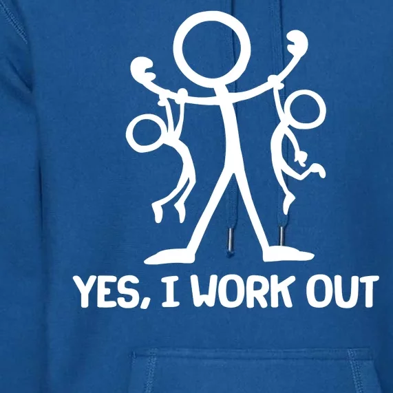 Funny Yes I Work Out Parents and Kids Premium Hoodie