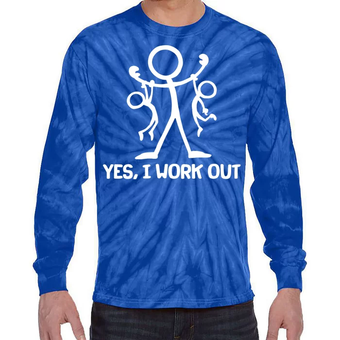 Funny Yes I Work Out Parents and Kids Tie-Dye Long Sleeve Shirt