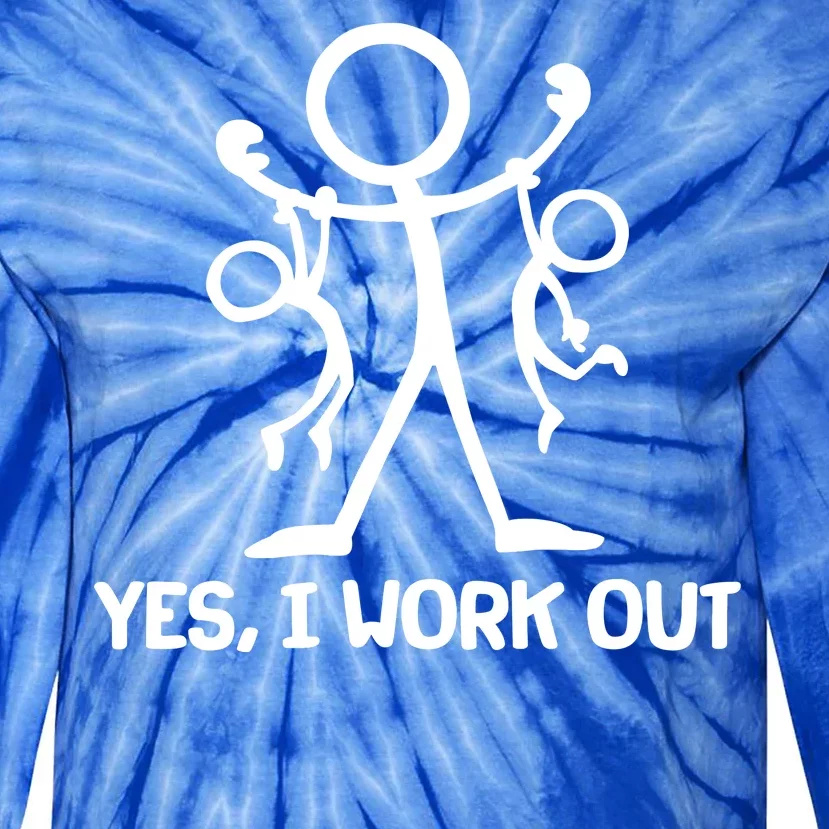 Funny Yes I Work Out Parents and Kids Tie-Dye Long Sleeve Shirt