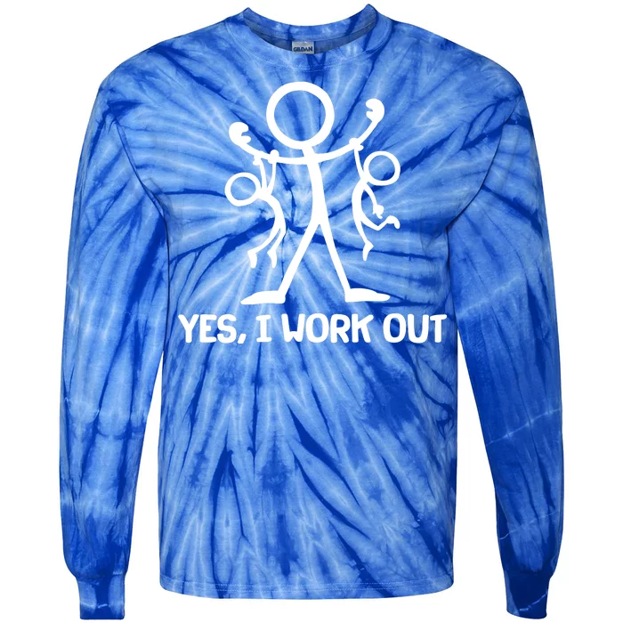 Funny Yes I Work Out Parents and Kids Tie-Dye Long Sleeve Shirt