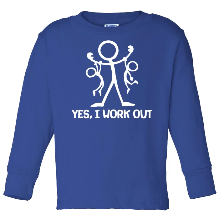 Funny Yes I Work Out Parents and Kids Toddler Long Sleeve Shirt