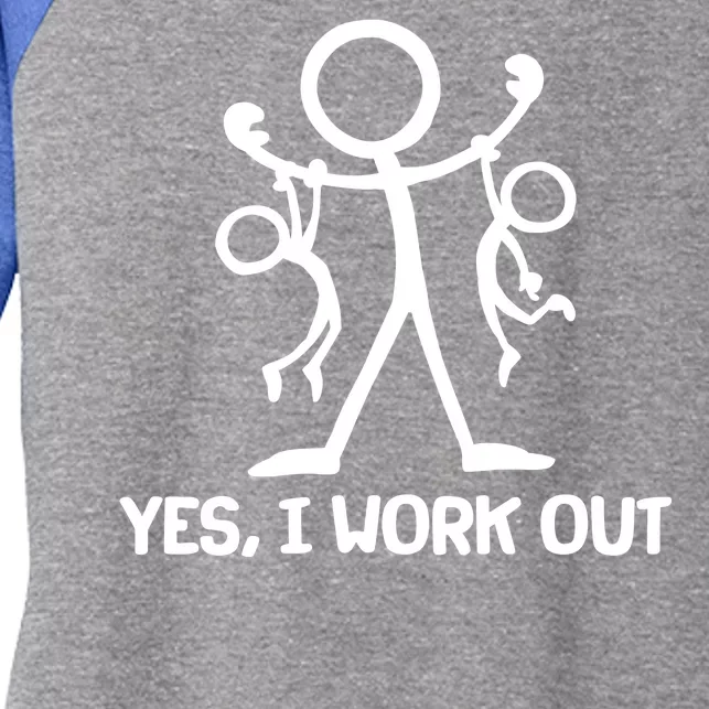 Funny Yes I Work Out Parents and Kids Women's Tri-Blend 3/4-Sleeve Raglan Shirt