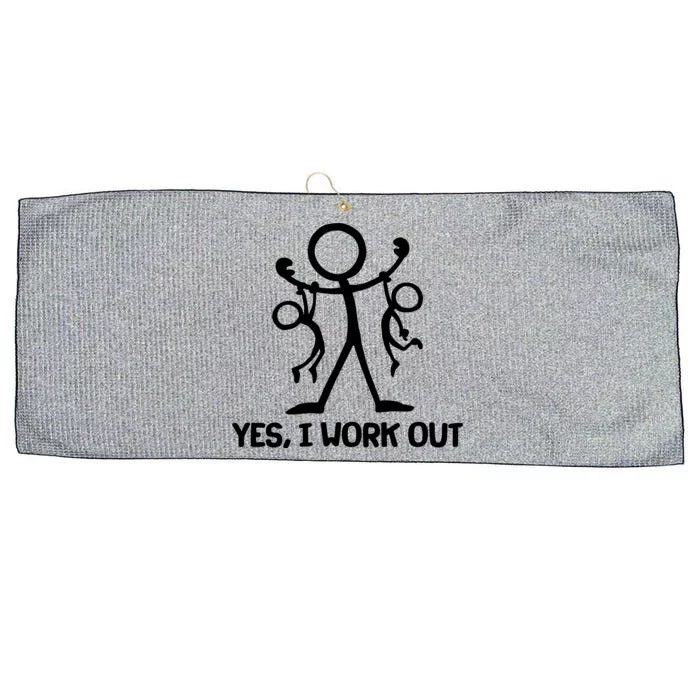 Funny Yes I Work Out Parents and Kids Large Microfiber Waffle Golf Towel