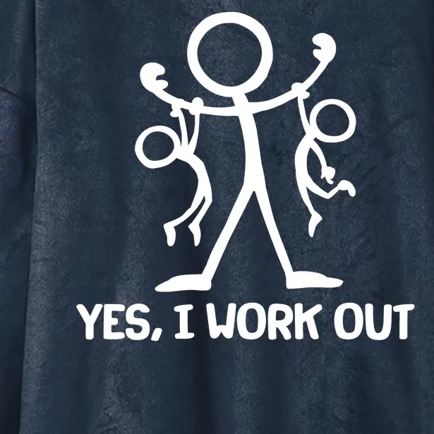 Funny Yes I Work Out Parents and Kids Hooded Wearable Blanket