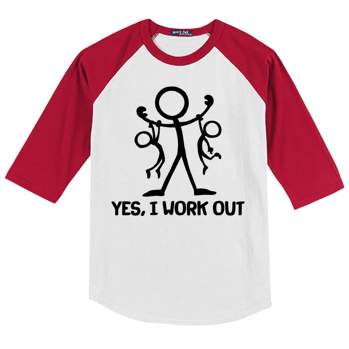 Funny Yes I Work Out Parents and Kids Kids Colorblock Raglan Jersey