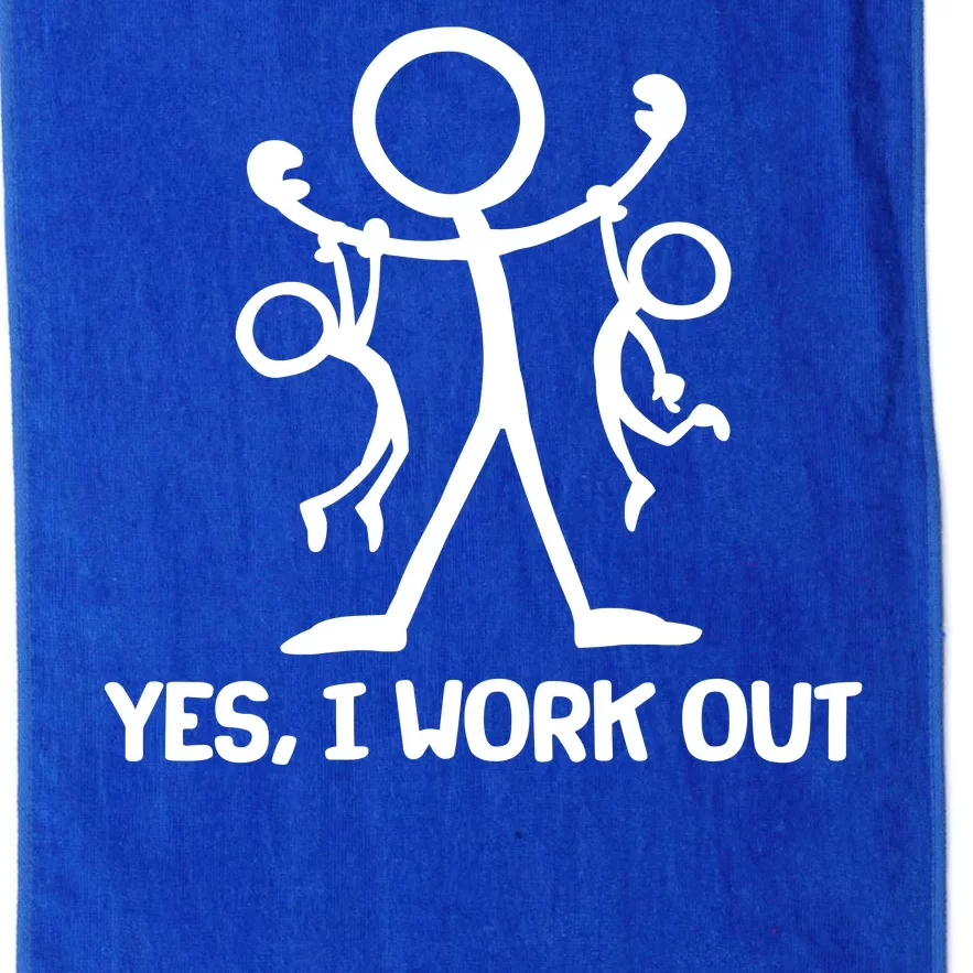 Funny Yes I Work Out Parents and Kids Platinum Collection Golf Towel