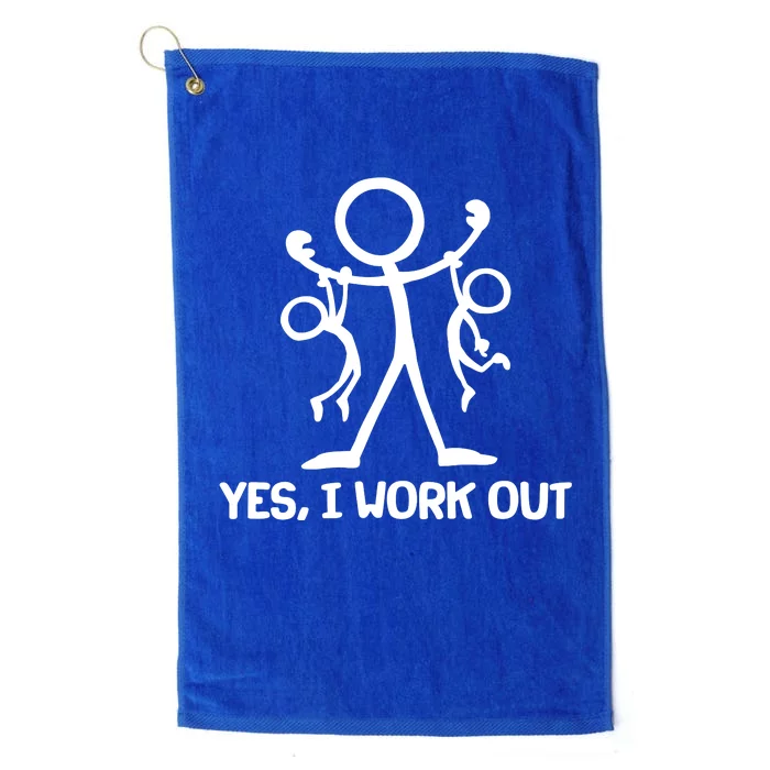 Funny Yes I Work Out Parents and Kids Platinum Collection Golf Towel