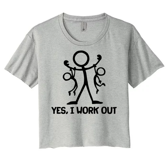 Funny Yes I Work Out Parents and Kids Women's Crop Top Tee