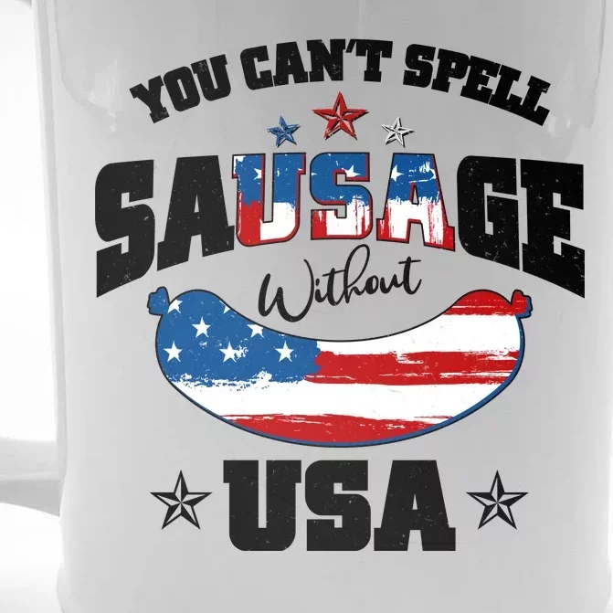 Funny You Can't Spell Sausage Without USA Front & Back Beer Stein