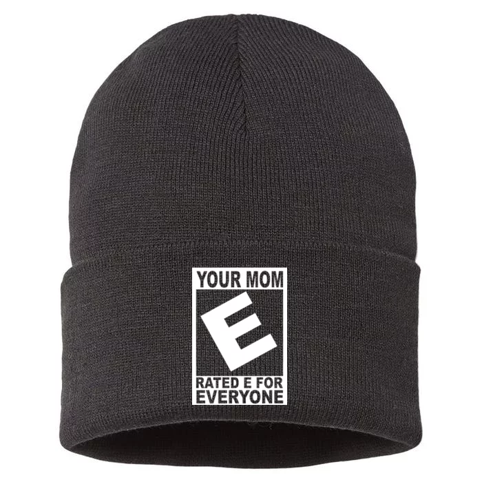 Funny Your Mom Rated E For Everyone Sustainable Knit Beanie