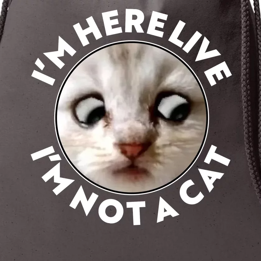 Funny Zoom Lawyer Cat Meme I'm Here Live I'm Not A Cat Drawstring Bag