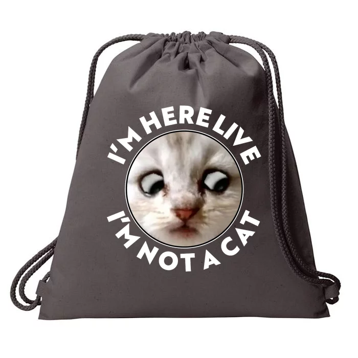 Funny Zoom Lawyer Cat Meme I'm Here Live I'm Not A Cat Drawstring Bag