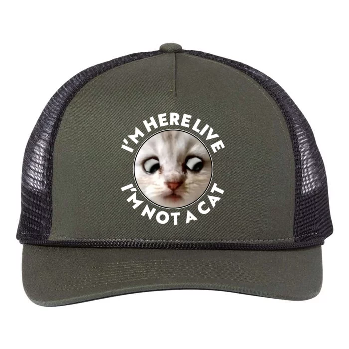 Funny Zoom Lawyer Cat Meme I'm Here Live I'm Not A Cat Retro Rope Trucker Hat Cap