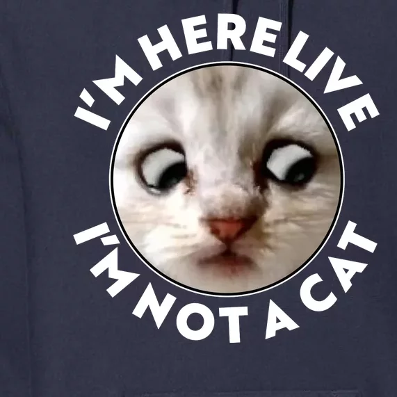 Funny Zoom Lawyer Cat Meme I'm Here Live I'm Not A Cat Premium Hoodie