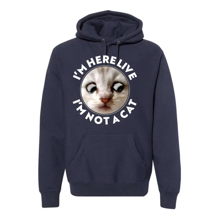 Funny Zoom Lawyer Cat Meme I'm Here Live I'm Not A Cat Premium Hoodie